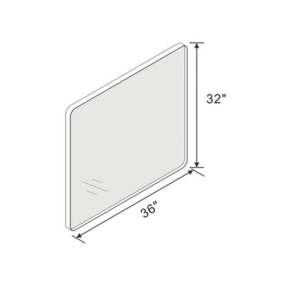 32" x 36"Filleted Corner Wall Mounted Mirror, Bathroom Mirror, Vanity Wall Mirror With Metal Frame