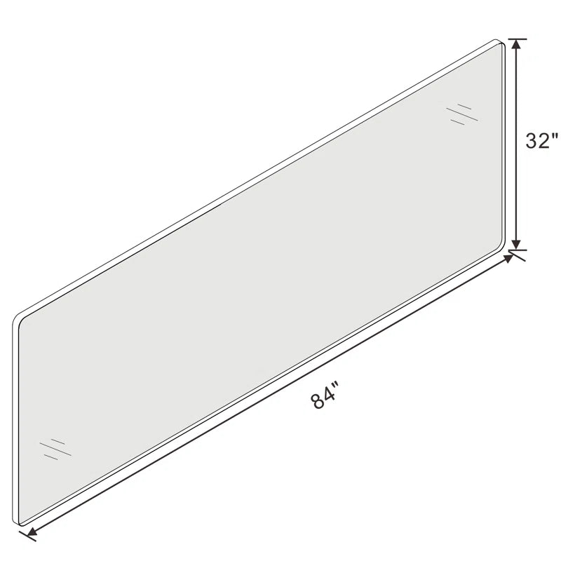 84" x 32"Filleted Corner Wall Mounted Mirror, Bathroom Mirror, Vanity Wall Mirror With Metal Frame