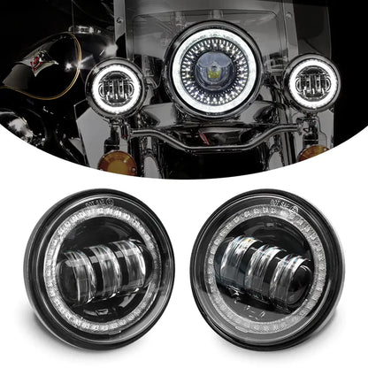 4.5 Inches - Fog Lights With Iris - Without Devil Eyes - Black - Pair Black Box