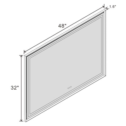 48" X 32" Hettel LED Bathroom Vanity Mirror with Front Lights Backlit Framed Dimmable Anti-Fog