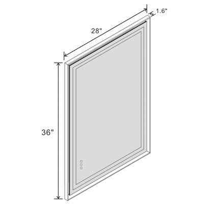 28" X 36" Hettel LED Bathroom Vanity Mirror with Front Lights Backlit Framed Dimmable Anti-Fog