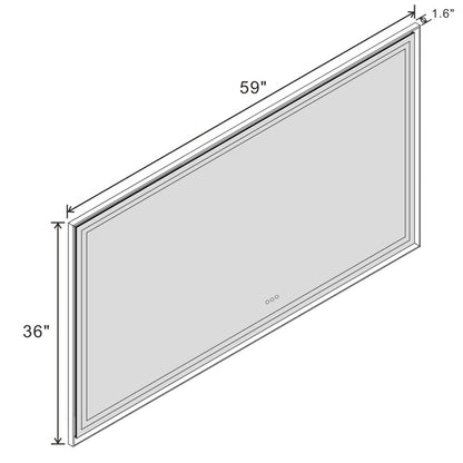 48" X 32" Hettel LED Bathroom Vanity Mirror with Front Lights Backlit Framed Dimmable Anti-Fog