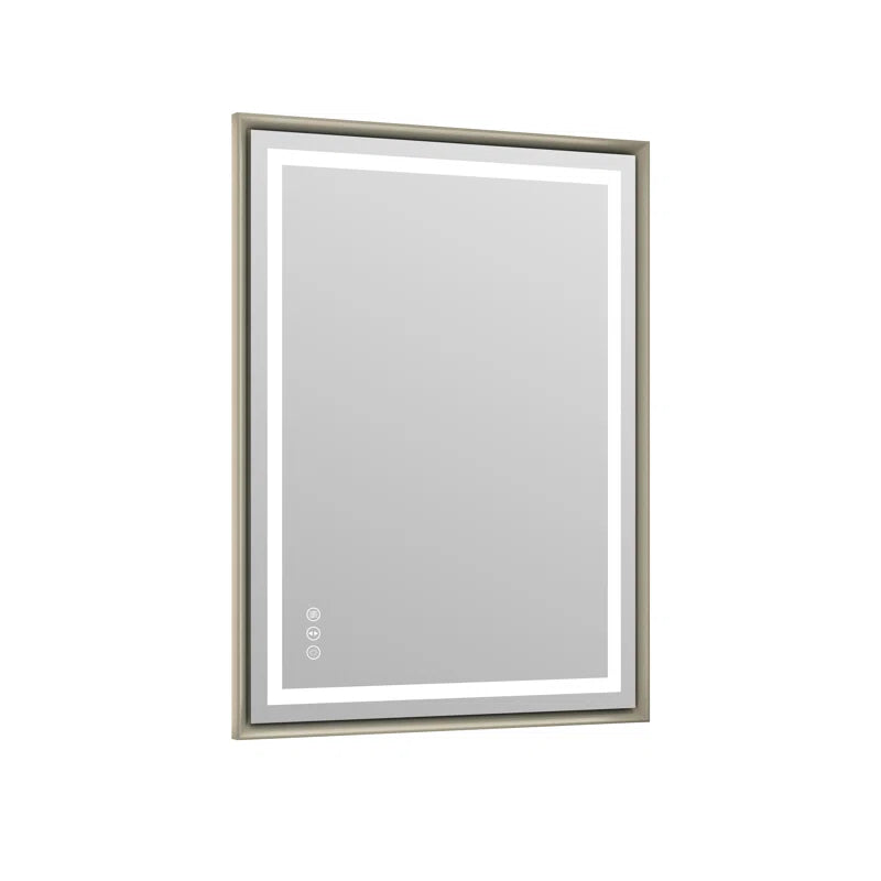 28" X 36" Hettel LED Bathroom Vanity Mirror with Front Lights Backlit Framed Dimmable Anti-Fog