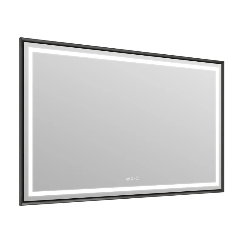 60" X 36" Hettel LED Bathroom Vanity Mirror with Front Lights Backlit Framed Dimmable Anti-Fog