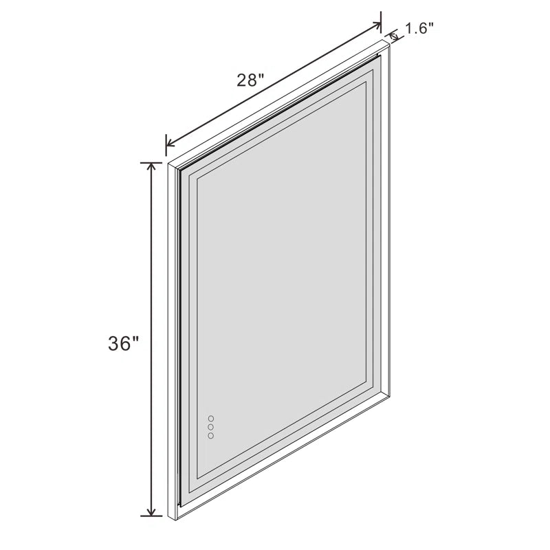 28" X 36" Hettel LED Bathroom Vanity Mirror with Front Lights Backlit Framed Dimmable Anti-Fog