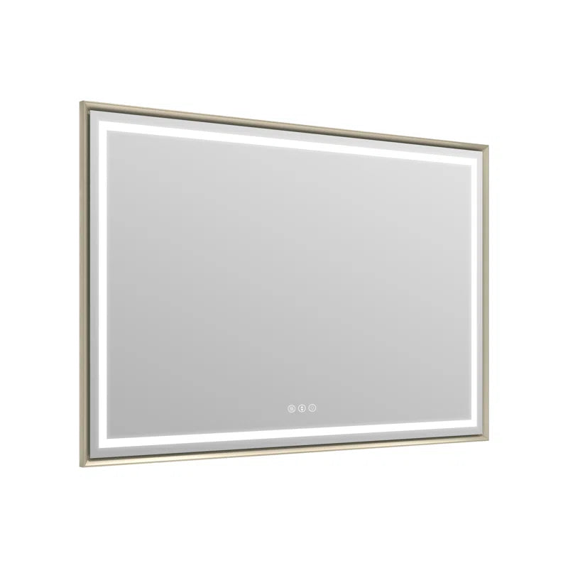 48" X 32" Hettel LED Bathroom Vanity Mirror with Front Lights Backlit Framed Dimmable Anti-Fog