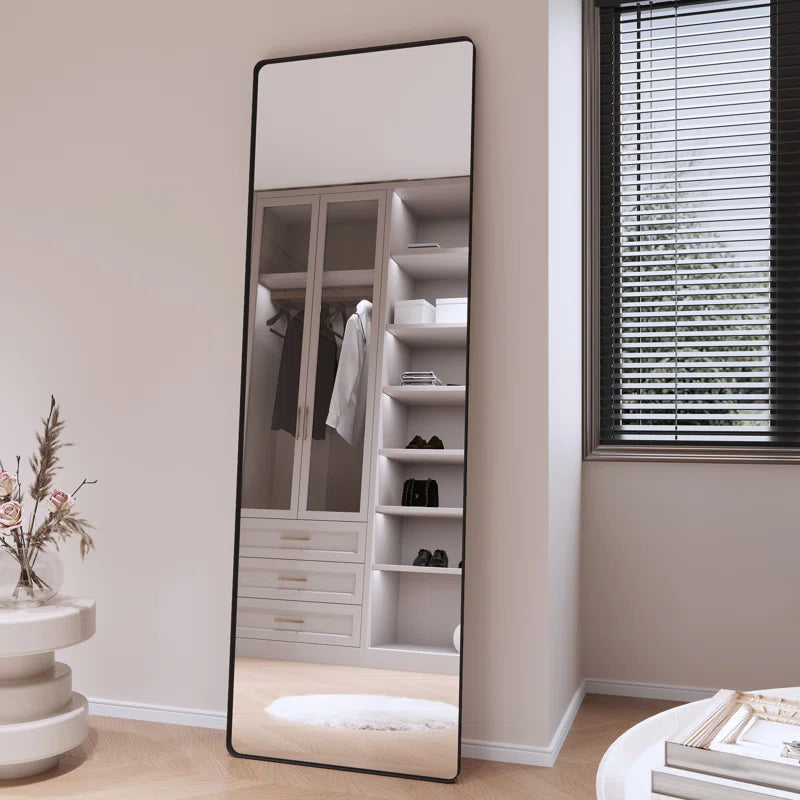 55" X 30" Filleted Corner Wall Mounted Mirror, Bathroom Mirror, Vanity Wall Mirror With Metal Frame