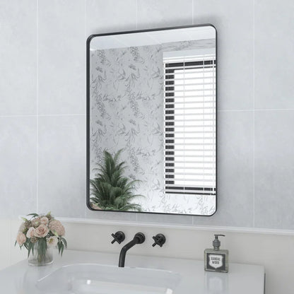 48" X 36" Filleted Corner Wall Mounted Mirror, Bathroom Mirror, Vanity Wall Mirror With Metal Frame