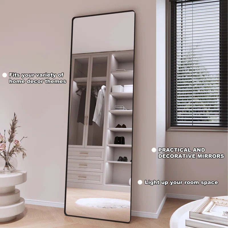 48" X 36" Filleted Corner Wall Mounted Mirror, Bathroom Mirror, Vanity Wall Mirror With Metal Frame