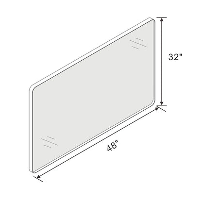 48" X 32" Filleted Corner Wall Mounted Mirror, Bathroom Mirror, Vanity Wall Mirror With Metal Frame