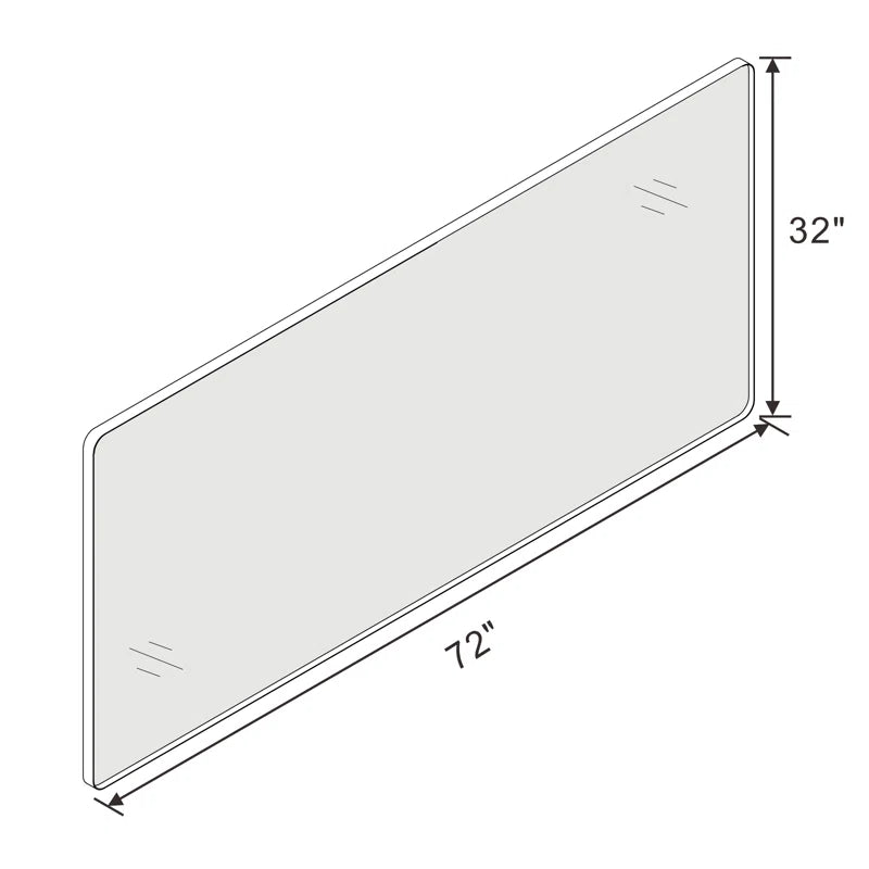 72" x 32" Filleted Corner Wall Mounted Mirror, Bathroom Mirror, Vanity Wall Mirror With Metal Frame