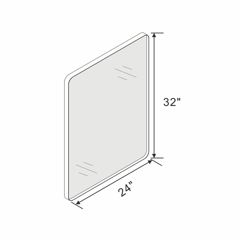 24" X 32" Filleted Corner Wall Mounted Mirror, Bathroom Mirror, Vanity Wall Mirror With Metal Frame