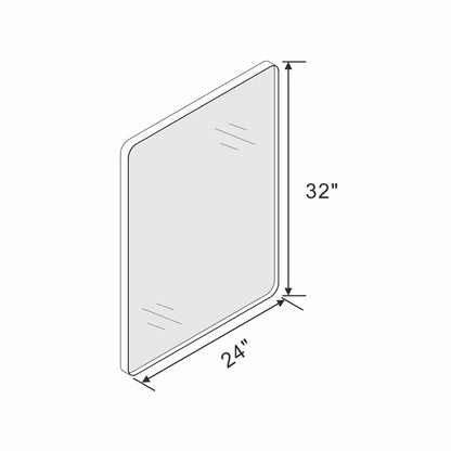 24" X 32" Filleted Corner Wall Mounted Mirror, Bathroom Mirror, Vanity Wall Mirror With Metal Frame