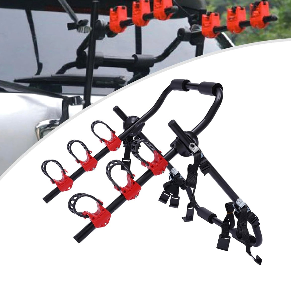 3-Bike Car Bicycle Carrier Rack, Foldable 3-Bike Carrier Rack Trunk Mount Bike Carrier Holder 3-Bike Hitch Mount Rack for Most Cars SUV Sedan Hatchback Minivan (US Stock)