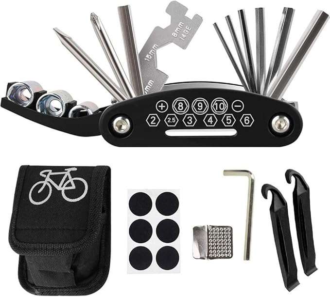 1 Set Repair Tool Kits Multifunction 16 in 1 Screwdriver Bicycle Mechanic Fix Tools Set Bag with Tire Levers Tool Kits Sets