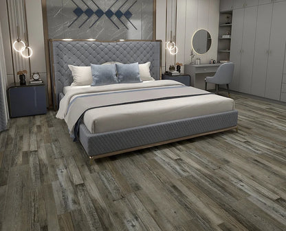 TYAS-405 Wolverine Gray-Tyann 6MM SPC Flooring | 7"x48" Planks, Embossed Texture, 20Mil Wear Layer, Urethane Finish, Valinge 2G Locking, 15-35 Year Warranty, 40 Lbs/Box,100% Waterproof