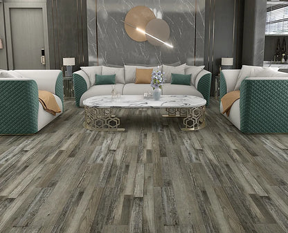 TYAS-405 Wolverine Gray-Tyann 6MM SPC Flooring | 7"x48" Planks, Embossed Texture, 20Mil Wear Layer, Urethane Finish, Valinge 2G Locking, 15-35 Year Warranty, 40 Lbs/Box,100% Waterproof